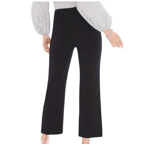 Black Label By Chicos Kick Flare Crop Pant Women Large 12 Black Workwear - Picture 10 of 10